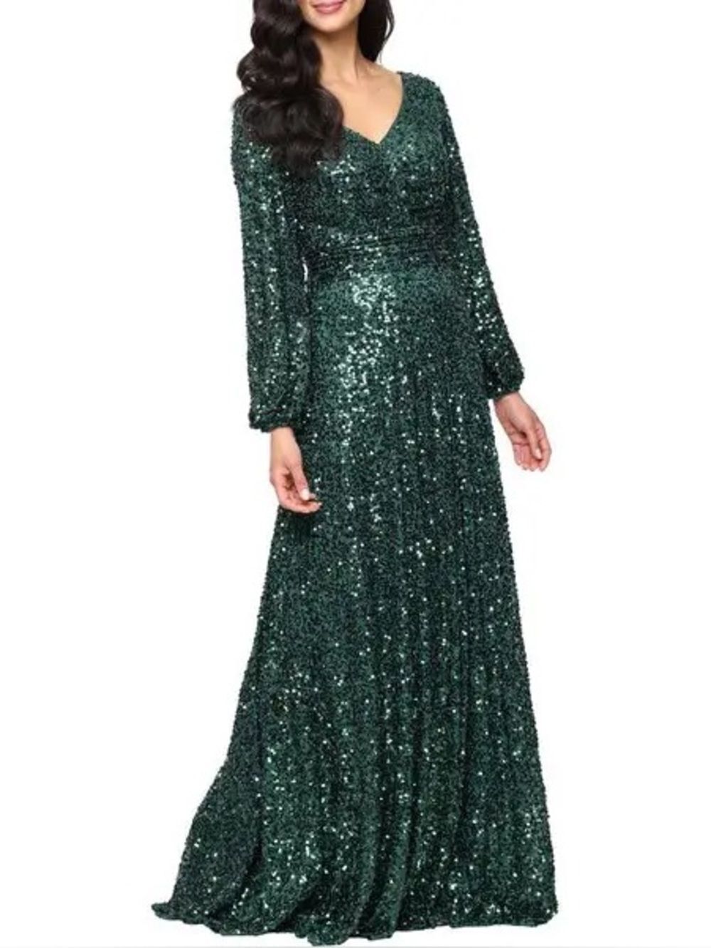 Alex Evenings sequin gown NWT green Long Sleeve 20W formal black tie
